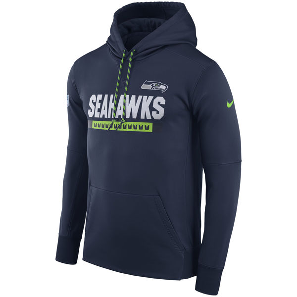 NFL Men Seattle Seahawks Nike Navy Sideline ThermaFit Performance PO Hoodie->seattle seahawks->NFL Jersey